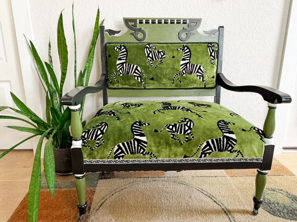 Zebra bench settee entryway
